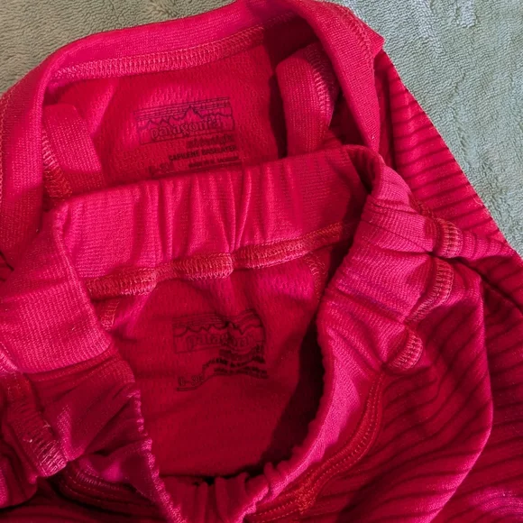 Patagonia Pink Striped Onesie And Pant Capilene Baselayer Set 0-3 Month - Picture 2 of 5